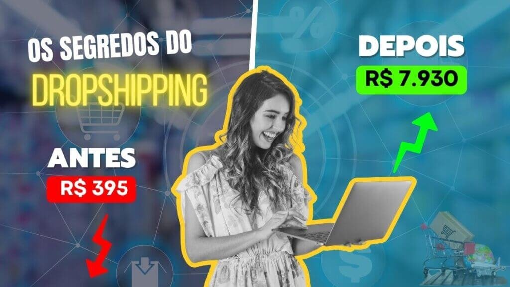 Dropshipping: O Guia Completo para Iniciar seu Negócio - imagem ilustrando uma mulher com notebook na mão, representando o mundo de compras virtuais